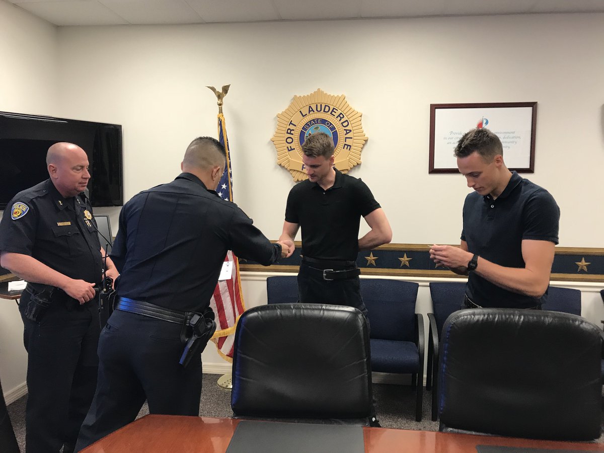 ftlauderdalepd's tweet photo. #FLPD Welcome to Fort Lauderdale... German law enforcement students, Henze &amp; Hartung are participating in the International Internship program for Law Enforcement! #outstandingexperience @FTLCityNews https://t.co/a7lg5N9gp5