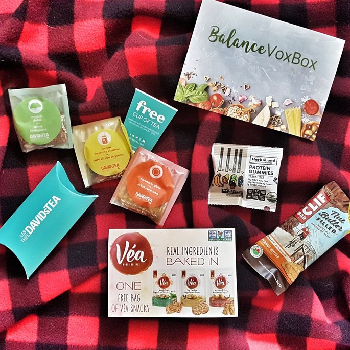 InfluensterCA's tweet photo. RT @liquorwench: Stoked that my #balancevoxbox arrived today! @influenster #gotitfree @Influensterca @clifbar #feedyouradventure @davidstea #davidstea @herblandgummies #gummiesforlife @veasnacks #veasnacks https://t.co/z4mFKX6N9r