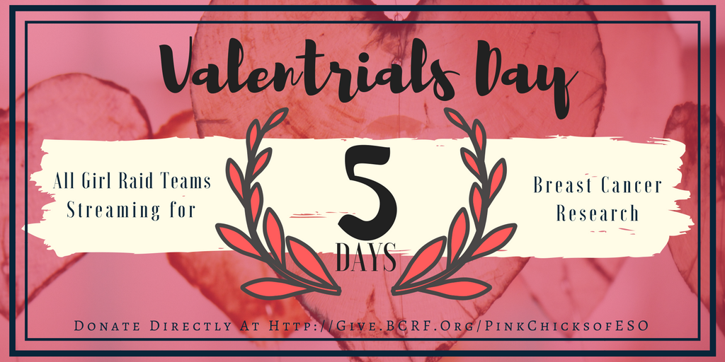 Daniel Lee, your $100 donation makes a difference! Thank you for joining our supporters! 
Only 5 more sleeps until the #ElderScrollsOnline community event of the year! #valentrials is coming.