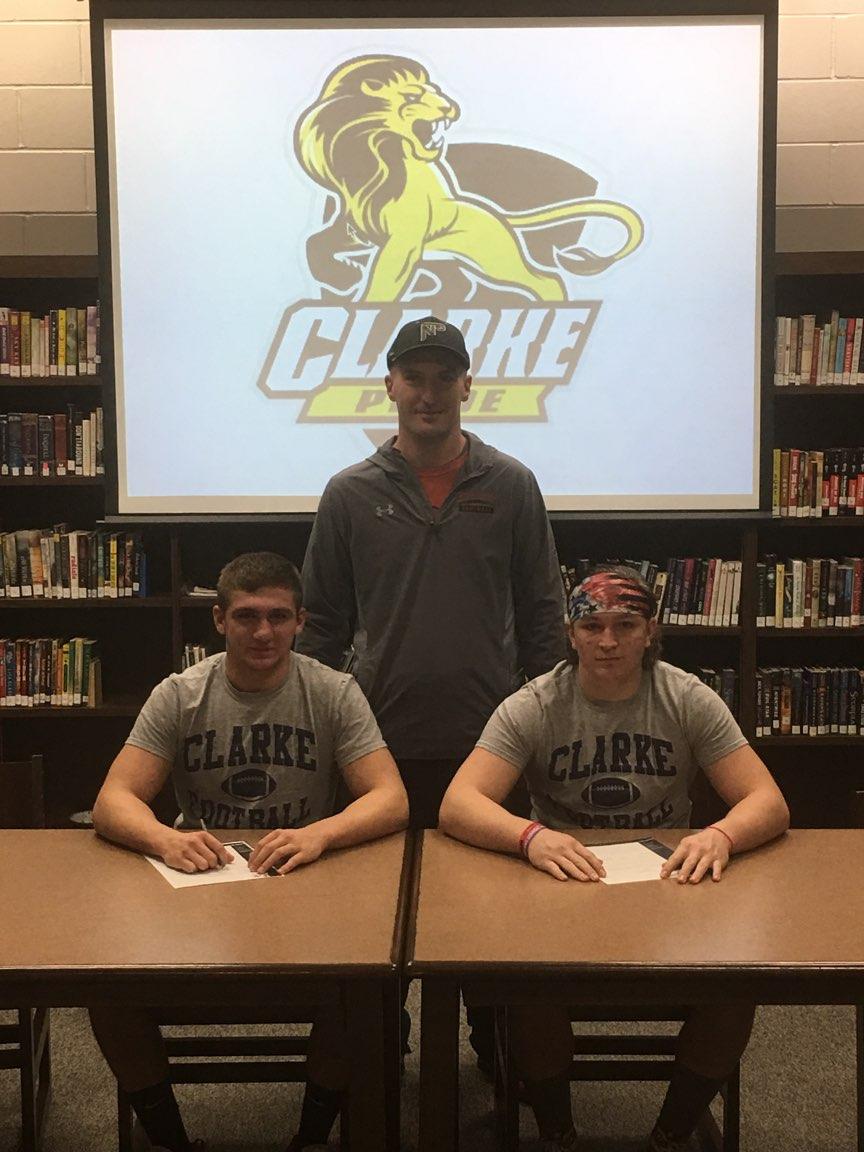 LeviEnright's tweet photo. I'm proud to say that I'll be pursuing my football career at Clarke with some great guys! @CoachMRegalado #GoPride https://t.co/jB4LkeFrvp