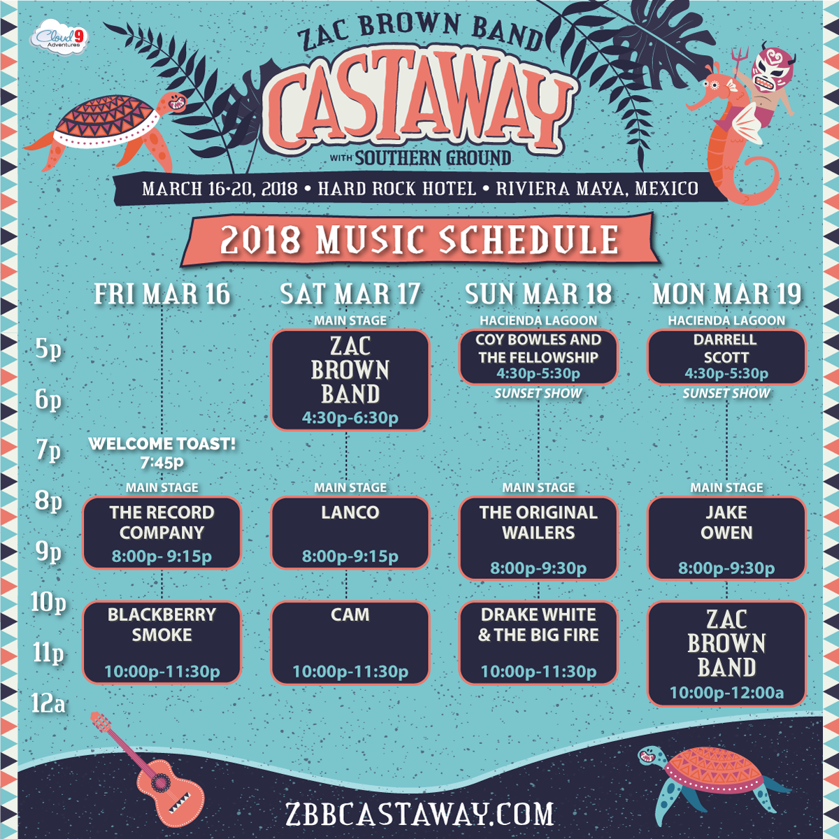 DrakeWhite's tweet photo. !Vamos a México! The Castaway with Southern Ground music schedule has arrived! Who’s heading south of the border with us this March? There’s still time to book your stay, all-inclusive room packages available at https://t.co/hdShyr0YEE https://t.co/Uhmb1xXj0q