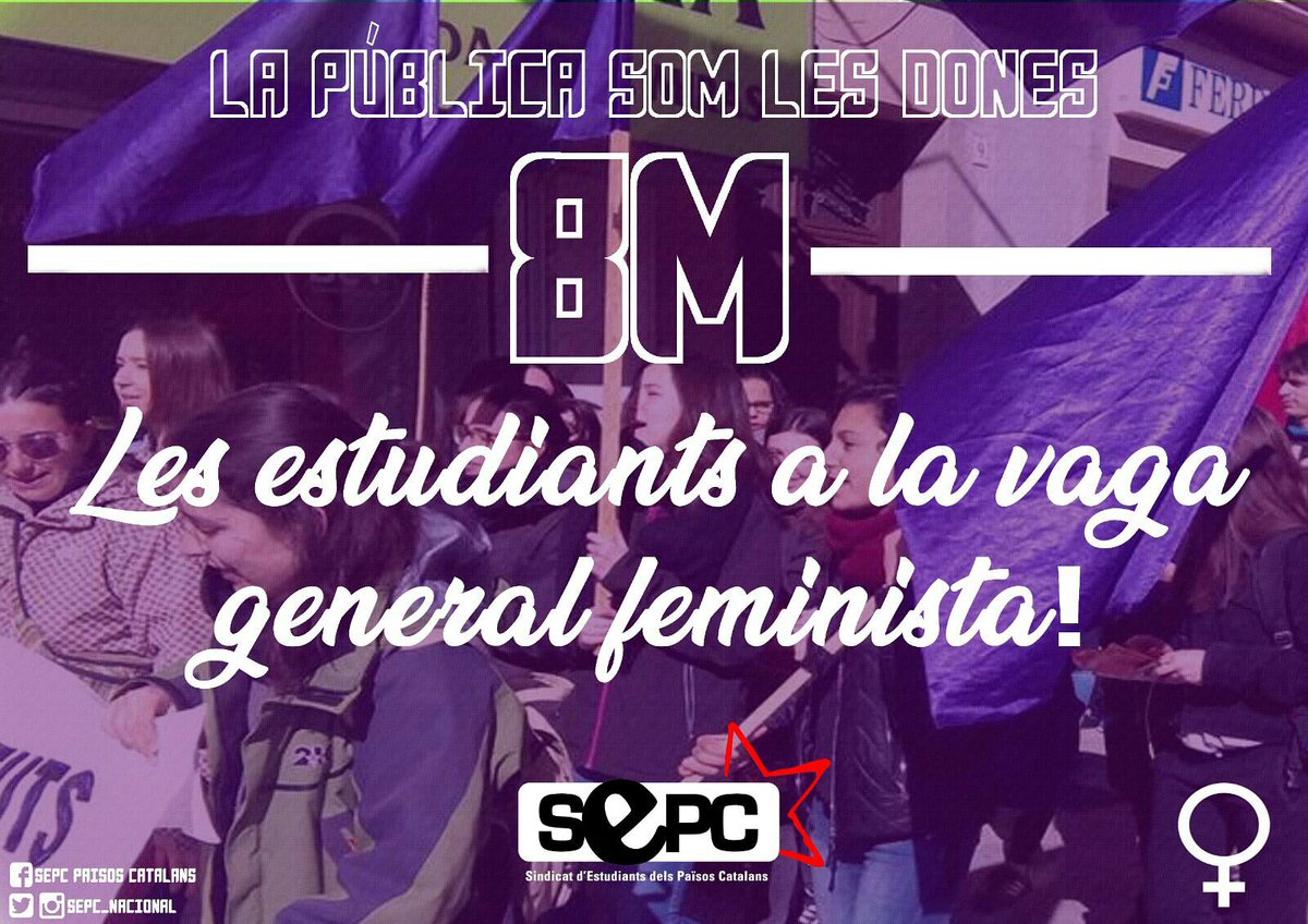 El 8 de març les estudiants ens sumem a la vaga general feminista. El #8M buidem les aules per organitzar-nos i reivindicar que la pública som les dones i ens hi volem representades!✊✊  #8MJoFaigVaga