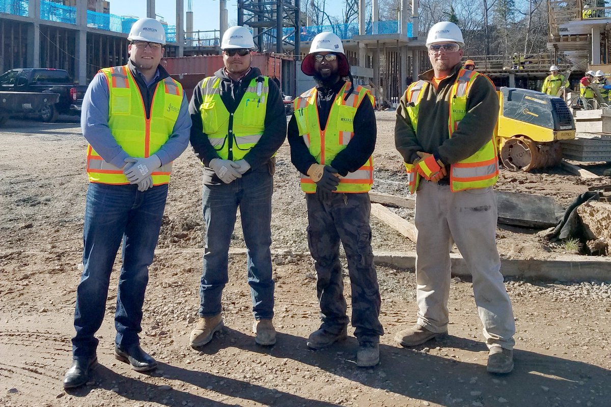 KirlinDB's tweet image. Being rewarded for hard work is a big part of our culture here at #Kirlin. Congratulations Edgar Gaona and Harvey McCloud on your promotions to Foreman! Great job guys! (Photo Left to Right: Jesse Fogg, Edgar Gaona, Kevin Holmes, Harvey McCloud). #PromoteWithin #KirlinCulture
