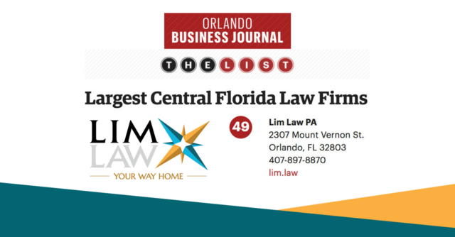 LimLawPA's tweet photo. The Orlando Business Journal listed Lim Law, P.A. as one of Central Florida's largest law firms, and the only one listed that practices exclusively immigration law. #immigrationlawyer #LimLaw #Orlando #Kissimmee https://t.co/5Ey1LizebO