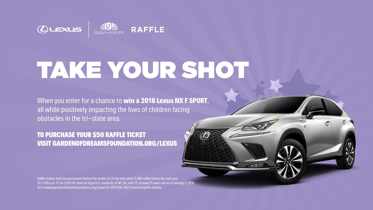 Take your shot at winning a new <a href="/Lexus/">Lexus</a> NX F SPORT. 100% of net proceeds benefit the <a href="/gardenofdreams/">Garden of Dreams</a> foundation, who work to positively impact the lives of children facing obstacles. #LexusPartner bit.ly/2DS9shu
