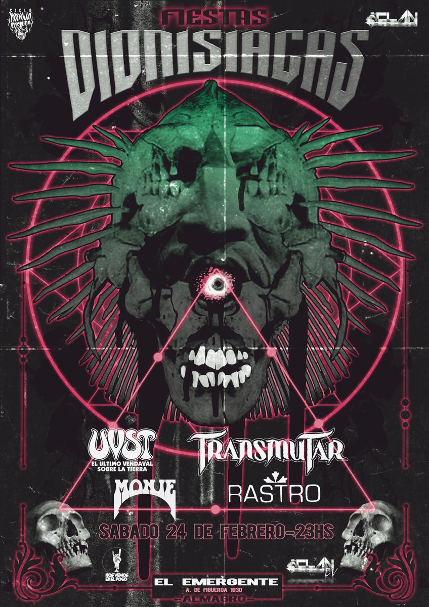 Transmutar_of's tweet image. @Transmutar_of arranca el 2018 así: SAB 24/2 @manijacosmica  y @ElClanDelAriete presenta #FiestasDionisíacas en @elemergenteclub junto  #UVST + @Monje + #Rastro. SAB 17 con @Leticia_Soma y #Inferos en @ClubVBar. SAB 24/3 #ManijaCósmica con @AntiguosOficial + #UVST en @ClubTucuman