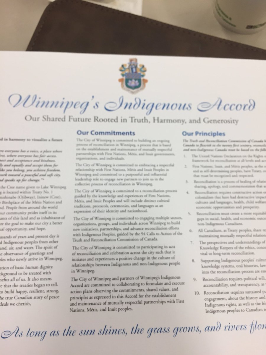 kstemarie72's tweet photo. Thank you for the opportunity to be a signatory on Winnipeg’s Indigenous Accord @Mayor_Bowman @FrontierCollege https://t.co/jzppYxqC1M