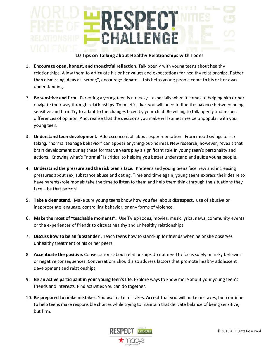 Circleof6app's tweet photo. .@WithoutViolence have put together these 10 helpful tips on talking to teens about what constitutes a healthy relationship. Please share! https://t.co/tvQANGUvZ3
