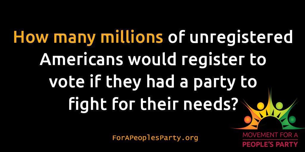 PeoplesParty_US's tweet photo. The good news is that transformational change is at our fingertips! Americans are over the 2 party corporate dictatorship.
✔️ 62% of Americans want a new major party
✔️ 71% of millennials want a new major party
✔️ 46% of Americans identify as independents https://t.co/pCEpb0DNrK