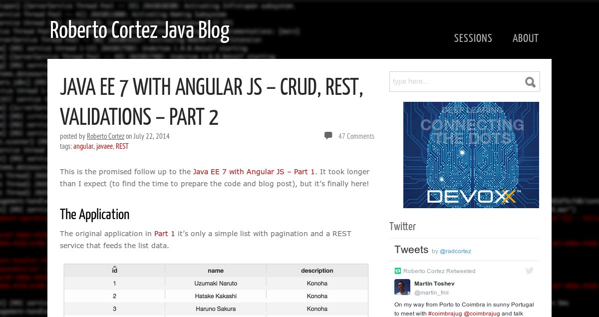 K0YCHEV's tweet photo. #JavaEE7 with #AngularJS – CRUD, REST, Validations -  Part 2 - https://t.co/cjL5dBxrnz #java #javascript #programming #webdev #devops https://t.co/M3TVIsXDcm