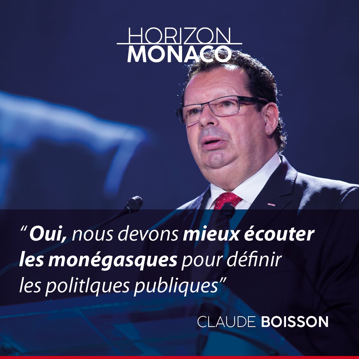 HorizonMonaco's tweet photo. Pour une écoute réelle de vos préoccupations, votez #HorizonMonaco : "Oui, nous devons mieux écouter les Monégasques pour définir les politiques publiques." Claude Boisson #ElectionNationale2018 #Monaco https://t.co/ztLnKVku4m
