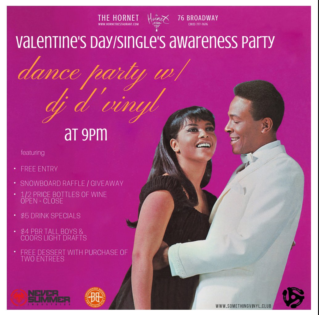 What are you doing next Wednesday??? Something big is happening at the Hornet February 14th! We are having a big Party! Whether you want to spend it with a loved one or all of your friend's, you don't want to miss this!