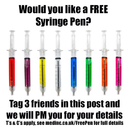 medinc_uk's tweet photo. Would you like a Free Pen? We are giving away loads of syringe pens, check out our website or facebook for full details #Nurse #Doctor #Medic #SyringePen #FreePen https://t.co/SYQryQA2NW https://t.co/h3mEjU43Q2