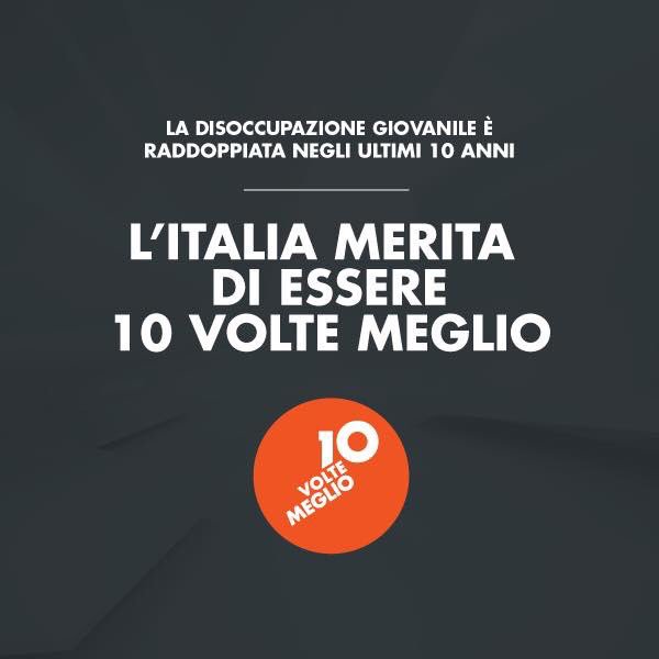 10voltemeglio's tweet image. #10VolteMeglio è un gruppo di persone  che ha deciso di dedicare in modo leale le proprie competenze, professionalità, energie al proprio Paese per apportare un vero cambiamento per un futuro dieci volte meglio.

diecivoltemeglio.it