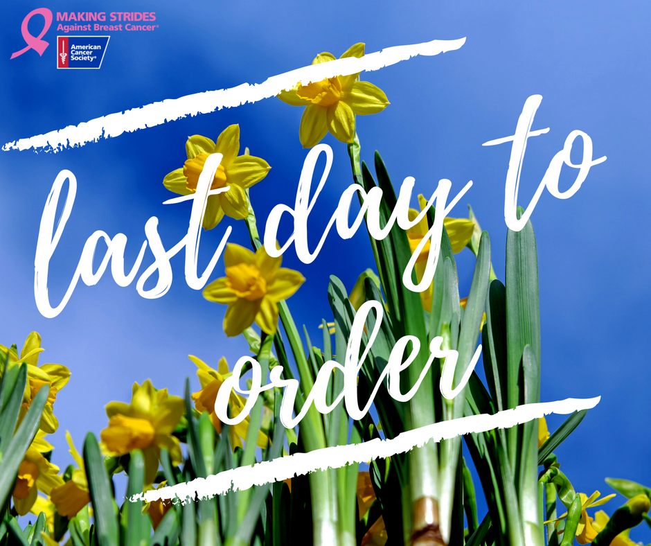 DenverStrides's tweet image. Today is the last day to order daffodils for your #MakingStridesDenver fundraiser! Email DenverCOStrides@cancer.org today to submit your order and kickstart your fundraising today!