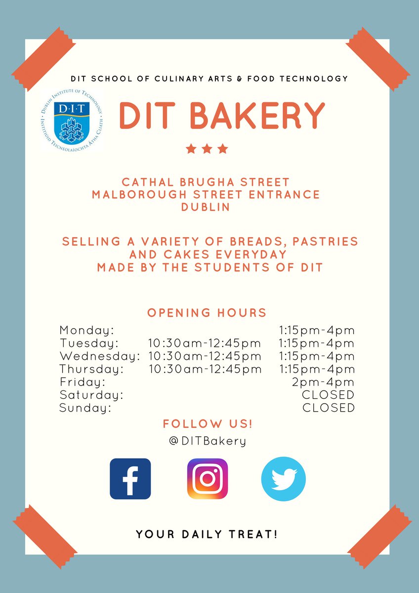 TUDublinBakery's tweet photo. Hey everyone, DIT Bakery is back in action again for this semester. Head over to our Facebook page to find out how you can win a box of CARAMEL SLICES this Valentine's Day to share with your significant other or for yourself. 😊 Good luck! #ditbakery #Valentinesday #DIT https://t.co/ZoE3IjzSv3