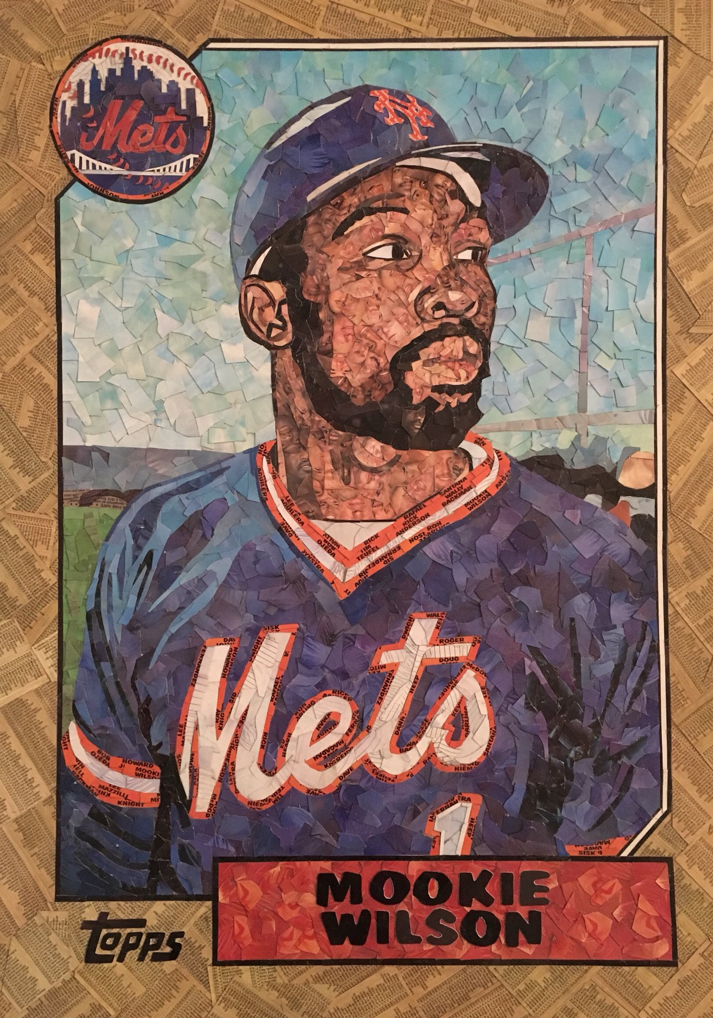 Happy 62nd Birthday to Mookie Wilson! Here s his 1987 Topps - made from cut 1987 Topps commons. 20 x28 ; SOLD. 