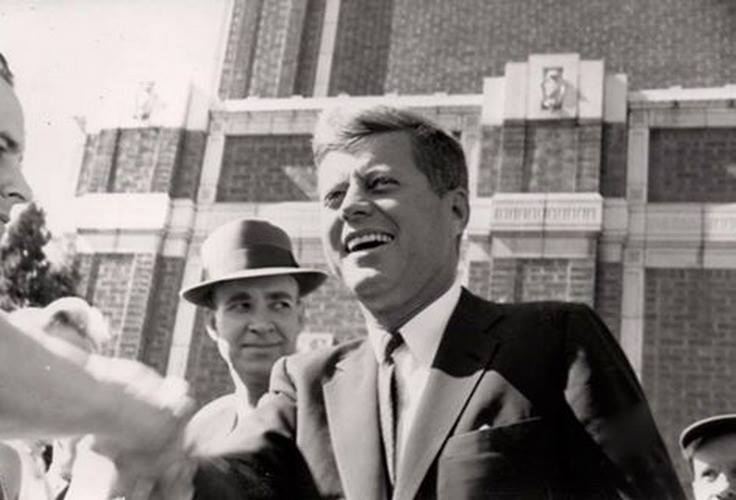IdahoStateEd's tweet photo. So, we are starting something new today. We will be highlighting a part of the history of our beautiful city. Today we will begin with JFK visiting Pocatello High school. Upon accepting the invitation of Senator Frank Church, JFK was happy to speak for the awaiting crowd. https://t.co/oHlCcDv3Zv