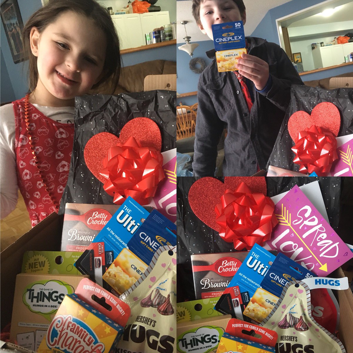 myladybird13's tweet photo. Thank you so much @CrowdSocialCA for our #FebLoveBox my son has already claimed the movie gift card to take his friends out on his 10th birthday and my daughter is suggesting we have some chocolate for after school snack! The rest I think we’ll save for family time on Sunday! 💗 https://t.co/0H8YbNR5rB