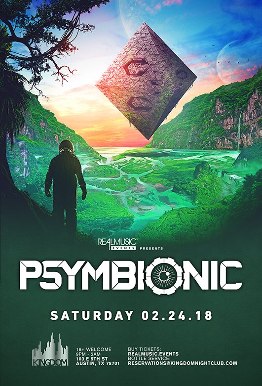 RealMusicEvents's tweet image. Don't forget! @Psymbionic is headed to Austin on Feb 24th! Don't miss out! #psymbionic #nightlife #kingdomaustin #bass #realmusicevents