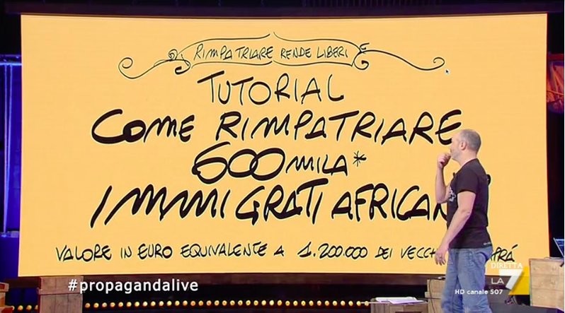 welikeduel's tweet photo. #makkoxtutorial: come rimpatriare 600mila immigrati africani.

#propagandalive @makkox https://t.co/SBWexK301V