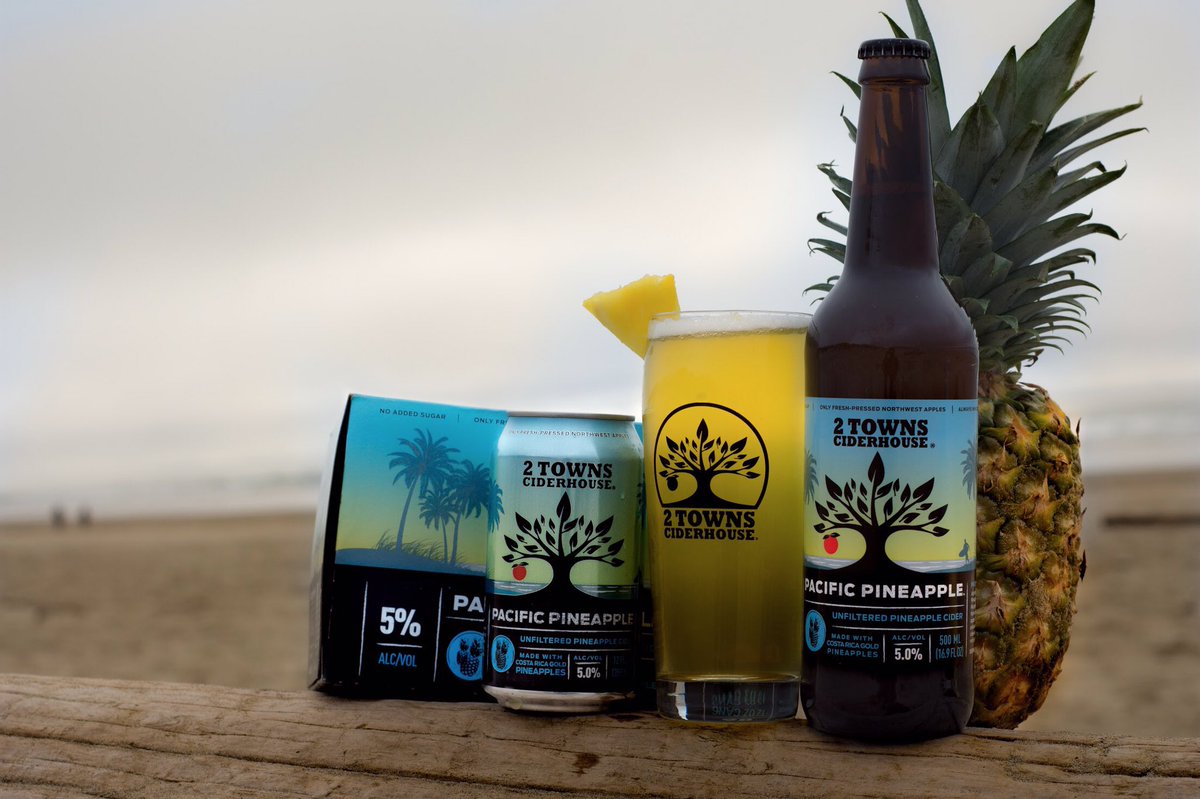 2TownsCider's tweet photo. Stoked to release our brand new Pineapple Cider! Look for #PacificPineapple on draft and in bottles now, cans coming March!! 🍏🍍🏄♀️🏝 https://t.co/jZhqT09EfY