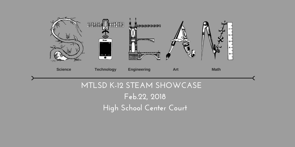 MTLSD's tweet photo. Shake off the winter blues and come to the MTLSD K-12 STEAM Showcase on Feb. 22 from 6:30-9:00 p.m. in the High School Center Court. There will be makerspaces, a laser show and lots of student displays. Click the link for more info:https://t.co/wK7O2eyJcG @mtlsdsuper @MTLSDSTEAM https://t.co/tvbHZ7PT2i