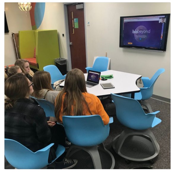 IowaLead's tweet photo. ILEAD students working with biobeyond and learning the pros and cons of online learning! #ILEAD #onlinelearning #gpaea #biobeyond https://t.co/ZTnw8PhJub