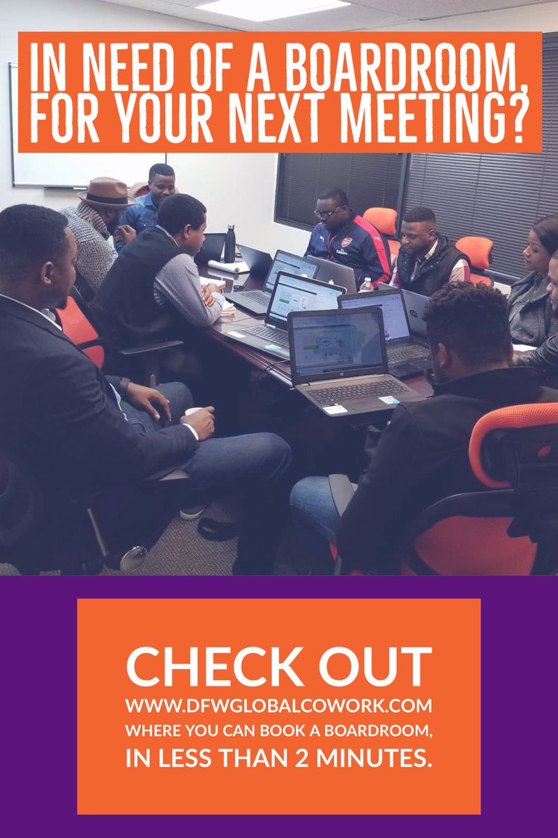DFWGlobalCowork's tweet photo. Need a place to brainstorm with your team?
Weโve got you covered. Just log onto https://t.co/2VKWztAejy, where booking a boardroom takes less than 2 minutes.
#coworking #professionals #socality #instadfw #instastyle #professionals #bookme #dallascreatives #dallas #boadroom https://t.co/fKd7boETrf