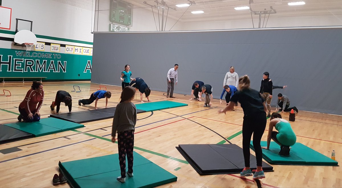HermanBootcamp's tweet photo. Another great turn out! Elementary and Secondary Students, Parents/Guardians + Staff... Herman Bootcamp has quickly developed into a school community exercise program! #familyfitness #strongschool #strongcommunity @HermanElem @gecdsbpro https://t.co/XnSjo3vK4r