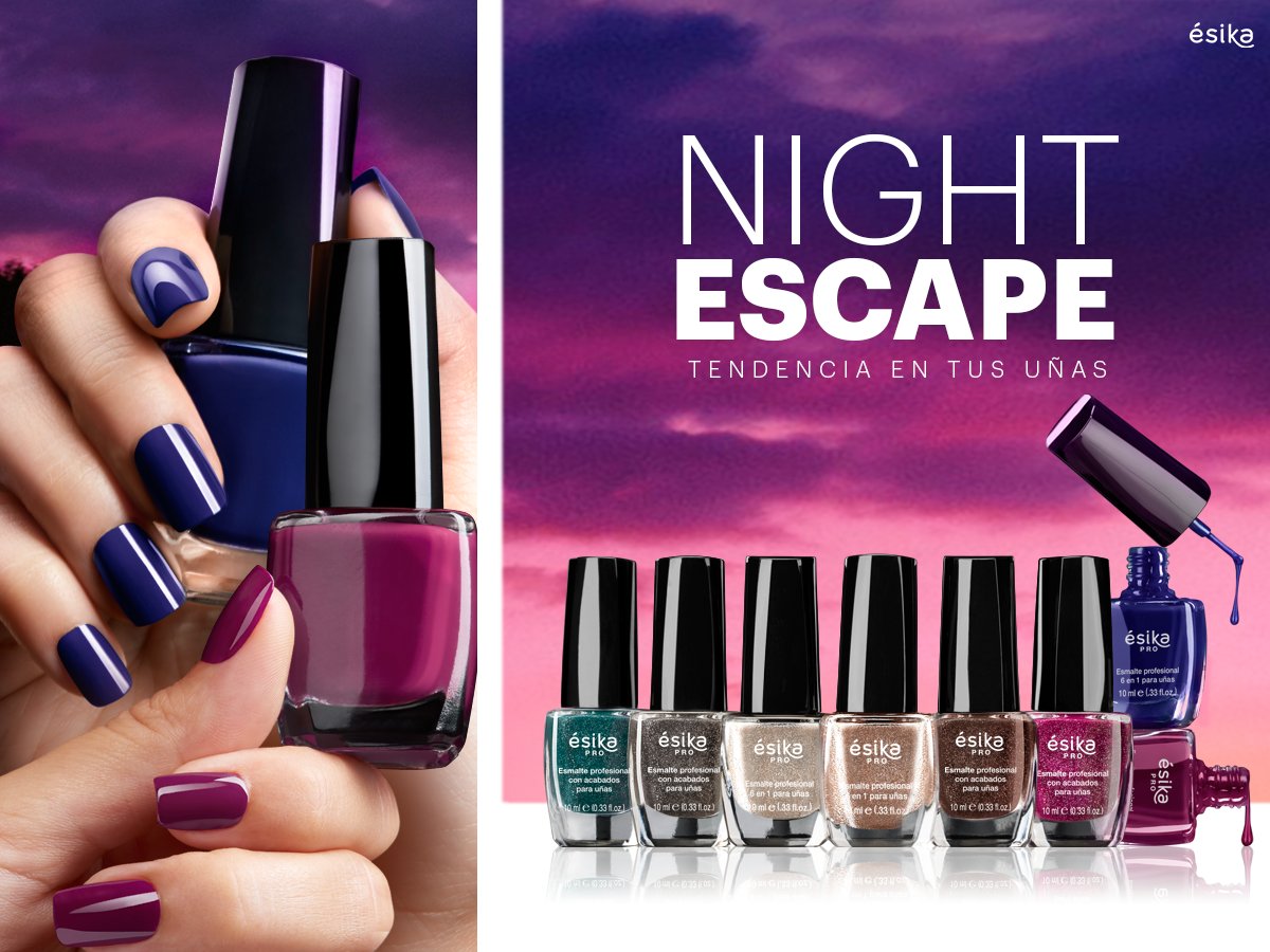 Un escape de noche inspira esta colección de esmaltes en tonos violetas, metálicos y champagnes. Encuéntralos aquí: goo.gl/Zg4knN
