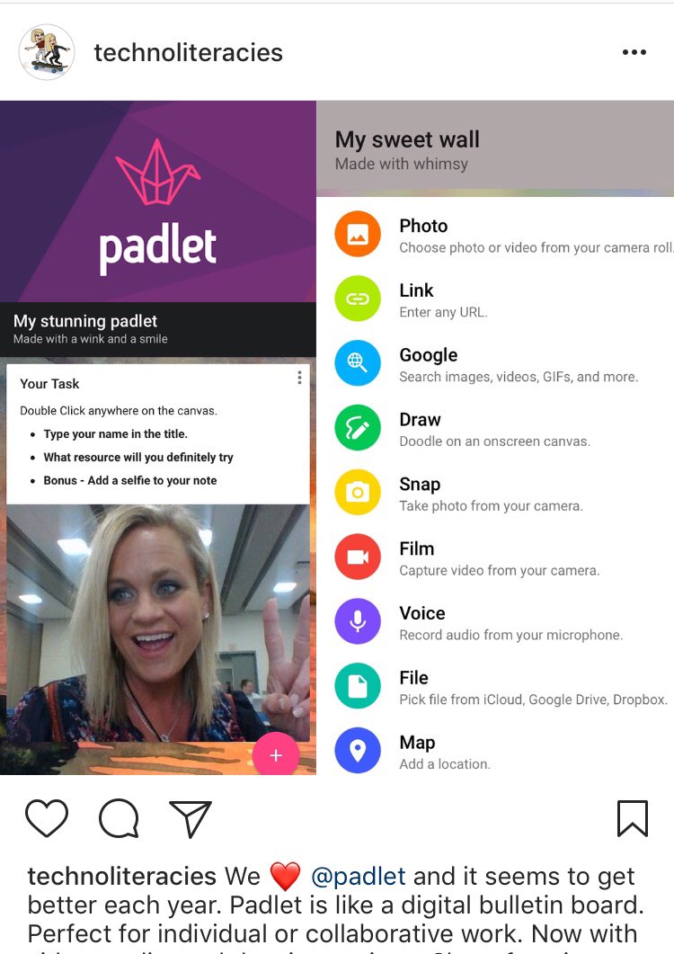 shfarnsworth's tweet photo. Just posted on @instagram via Technoliteracies about @padlet loving the new updates. Want to try it out? Add to the board https://t.co/V9spsHVKU4 #edchat #technoliteracies #MakeLitReal #edtech https://t.co/Sj5ngQaOUe