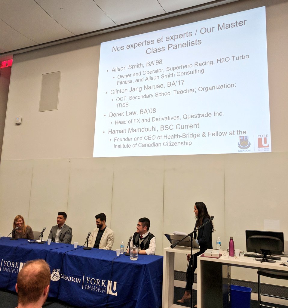 davidipyam's tweet photo. I'm blown away by our Master Class panelists and our students' dialogue. Really teasing out what living with authenticity and leadership really means to people: own your fears, be curious, and take risks. #leadership #glendon #careerdevelopment #yorku #gllead https://t.co/akoipBHcW8