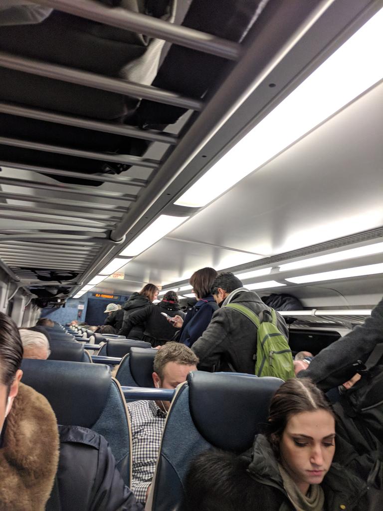 CNJ08540's tweet photo. @GovMurphy do you see how your constituents are treated? This is unsafe and unacceptable. Maybe YOU should see this first hand. An audit is bullshit...this is an emergency. Too many trains like this. @ntsb @USDOTFRA @CommutingLarry @FuckNjTransit @NJTrainDelays https://t.co/zDujNOnzkT