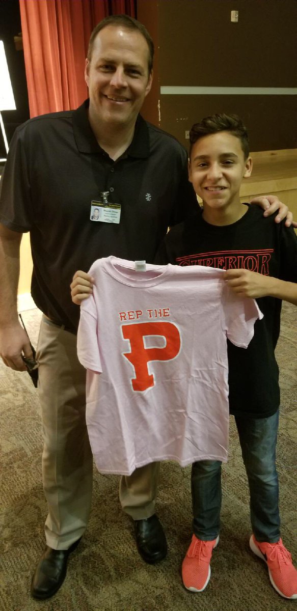 JessMcHatton's tweet photo. Mr. Darago, Deputy Oliver, and Mrs. Walters getting in on the kindness action! Limited Edition Rep the P shirts! #ThisIsPHS #RepTheP #sdockindness18 #Everybodywantsone @WaltersAPphs @DaragoAPphs @PoincianaPoint @poincianahigh https://t.co/dDlRCWGNej