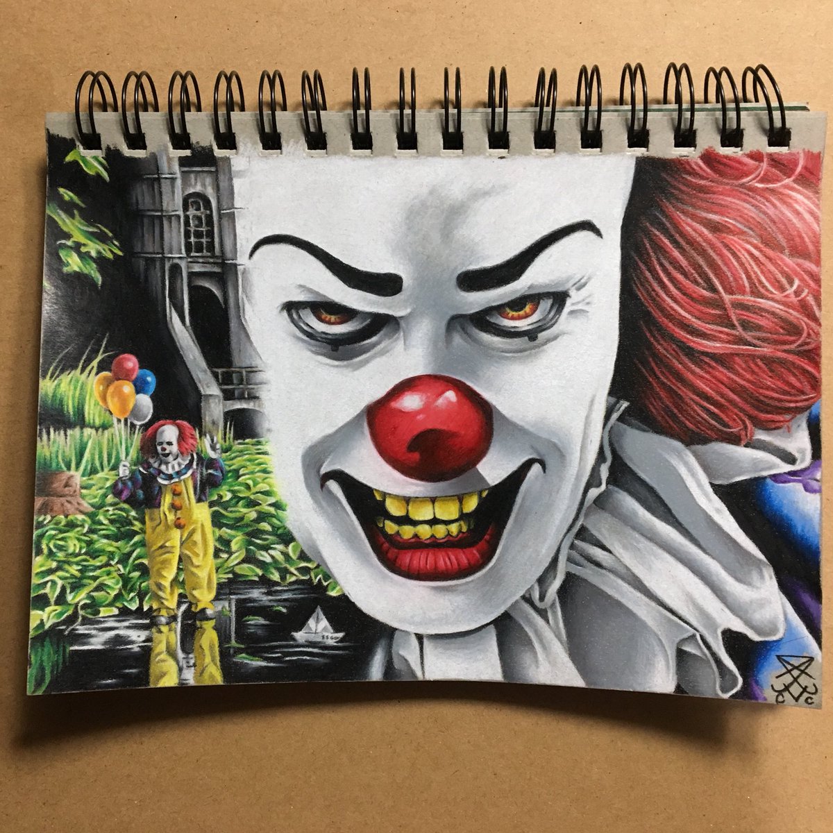 cotycastle's tweet photo. Finally finished this piece #pennywise #it #timcurry https://t.co/zYK7DhNPpj