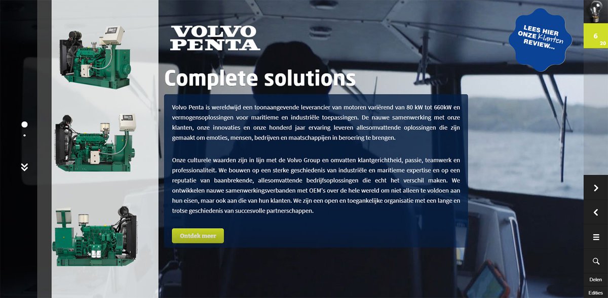 In de voorgaande edities hebben wij geschreven over het kraanschip Invotis van Bek &amp; Verburg en het kvb Olesia van Duraship. Zij varen met producten van Volvo Penta en zijn hier erg tevreden over. Hier lees meer over het aanbod van Volvo: ow.ly/CEZI30i6IOJ