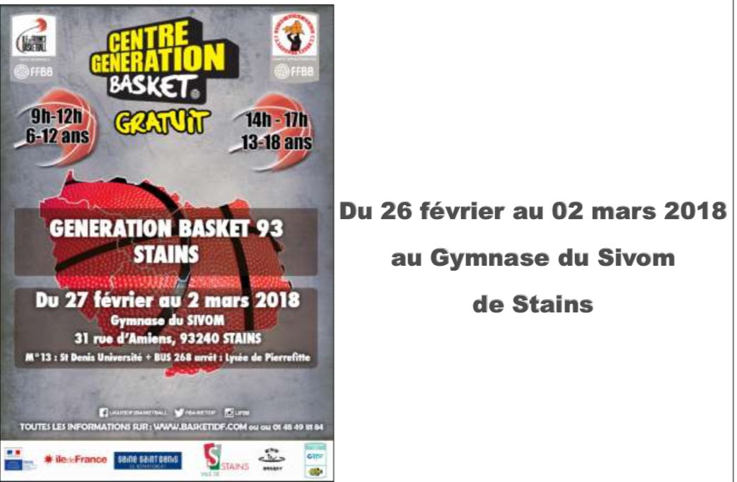 CD93Basket's tweet photo. GENERATION BASKET CAMP Du 26 février au 02 mars 2018 
@VilledeStains #stains @BasketIDF #StayWithThePlay #basketballneverstops #fierdenosjeunes #GO93 #93basketformation #GAGNONSENSEMBLE #basket93 #cd93 #comité93basket #comité93 #SSD2024 #jeunesbasket93 @BasketMonde https://t.co/A3jBlk0AHH
