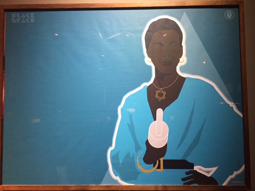Smithyshere's tweet photo. Wonderful celebration of the #AfroSupaHero champions we've loved in #movies &amp; #TV - @StarTrek @NichelleIsUhura @bbcdoctorwho @FreemaOfficial #Blakes7 #JosetteSimon @starwars @JohnBoyega with amazing art by #JonDaniel @BFI #BlackPantherNight https://t.co/h9NNmexyjj