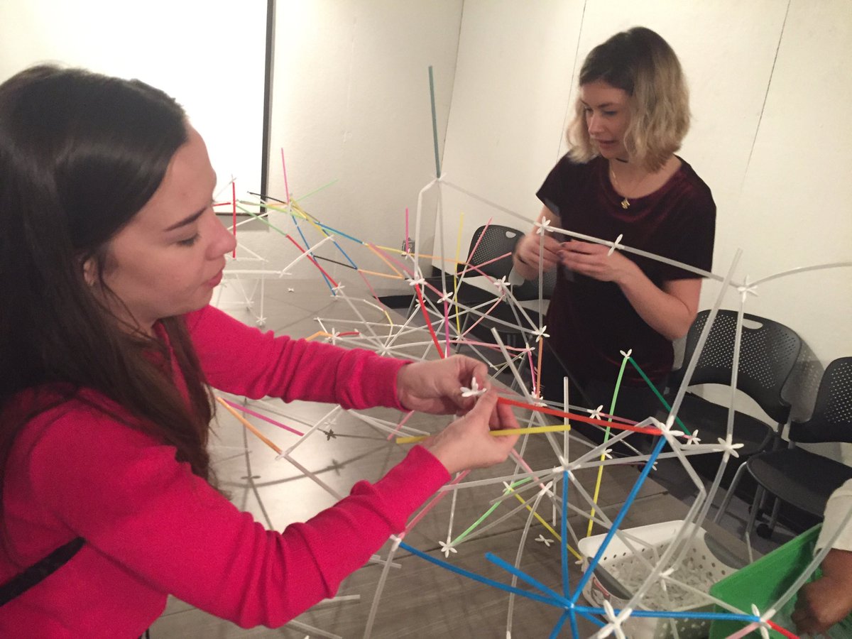 craigr's tweet photo. Building with straws + fasteners #ufsaah https://t.co/7MOlrAc8tY