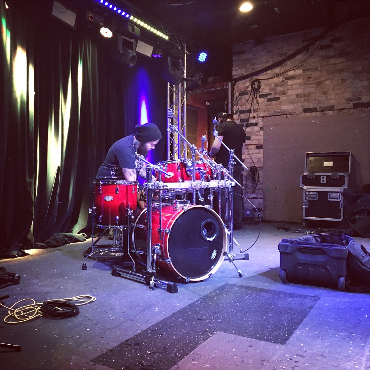 NostalgicBL's tweet photo. Setting up! Come down to Rum Runners tonight Doors 10pm $5 #fireatfive #inmycoma #alternativerock #friday #lateshow #london #music https://t.co/FyGpa1KwXe