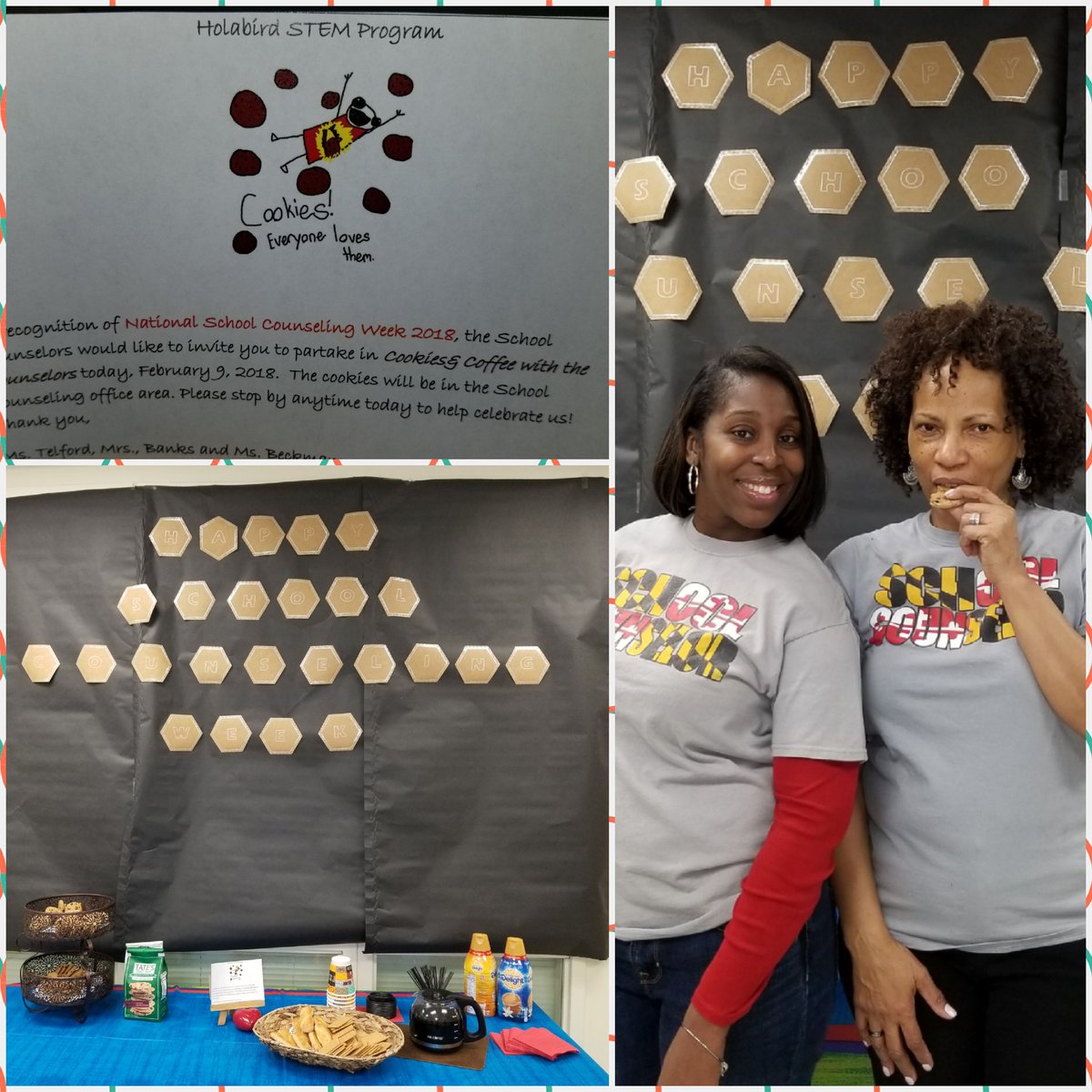CounselingHSP's tweet photo. Happy National School Counselor week! This is how we chose to celebrate our week.  Cookies &amp; Chat with the Counselors 😁 https://t.co/dAtpyk5BZ9