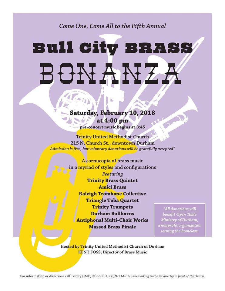 trianglexplorer's tweet photo. The Bull City Brass Bonanza goes down tomorrow in Durham at 4pm. Sounds like a lot of fun! #MoreBrass https://t.co/Tj82nPMLvn https://t.co/RCdyhPhNCM