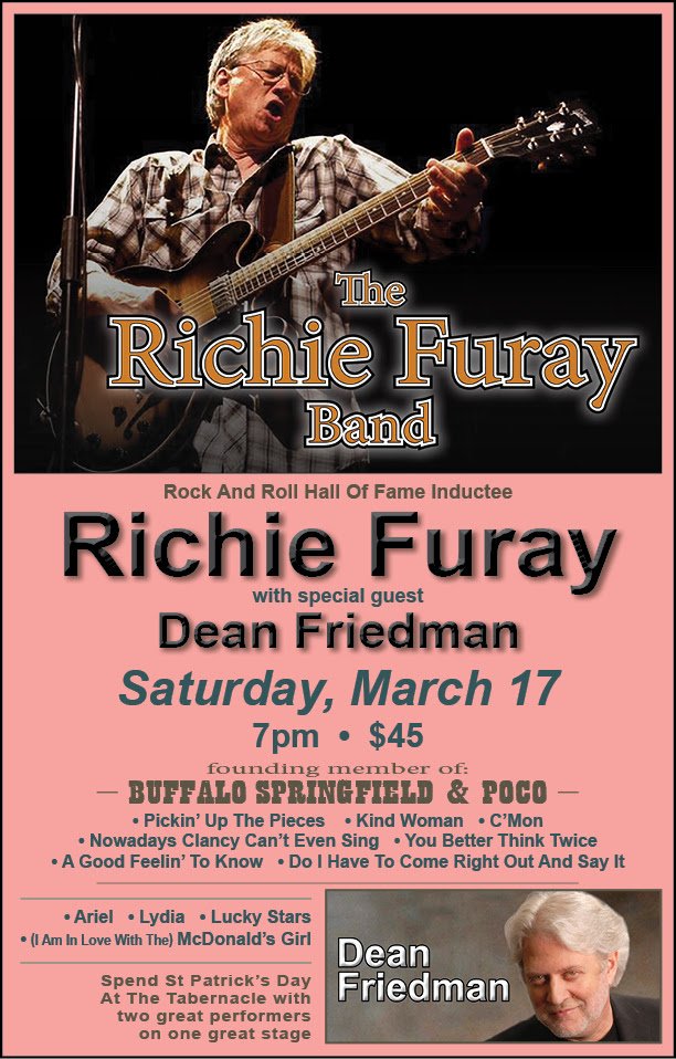 NJTicketUpdate's tweet photo. On sale 2/12: @RichieFuray Band, @DeanFriedman at @atthetabernacle concert series, Parsippany https://t.co/PgvCjaijlO       #ticketsonsale https://t.co/TkGzQYcc46