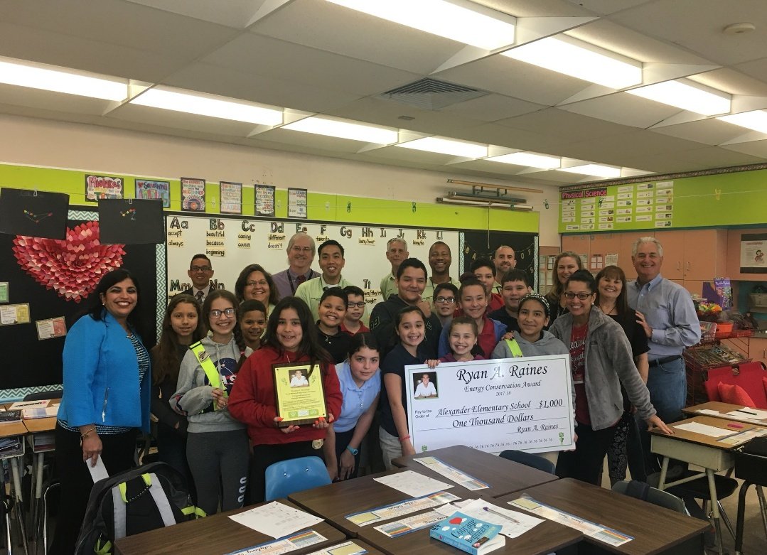 HCPSoperations's tweet photo. Congratulations Alexander Elem. School for earning the 2017-2018 Ryan A. Raines Energy Award and receiving $1,000💵🎉🔌🔋🎉🚰Your savings made a difference to @HCPSoperations and @Jeff_Eakins https://t.co/TIVUDag2zj