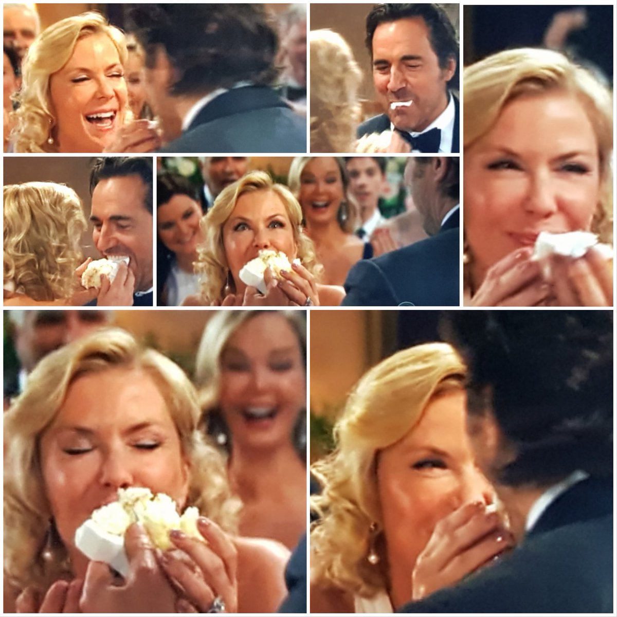 dreamdy's tweet photo. Love that scene with the wedding cake. So funny and cute.😀😍 #boldandbeautiful #bridgewedding  @KatherineKellyL @Iamthorstenkaye @boldinsider https://t.co/G3Ds9eEmSI