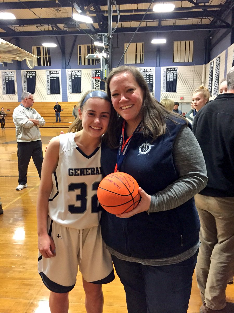 mrslaurawheeler's tweet photo. Congrats #HWGenerals girls b-ball on your win against Ipswich rivals! Thanks @Maddyrivers31 for honoring me as part of teacher appreciation night. So proud of you! #limitless #bestjobever https://t.co/tUQDKEUFfj