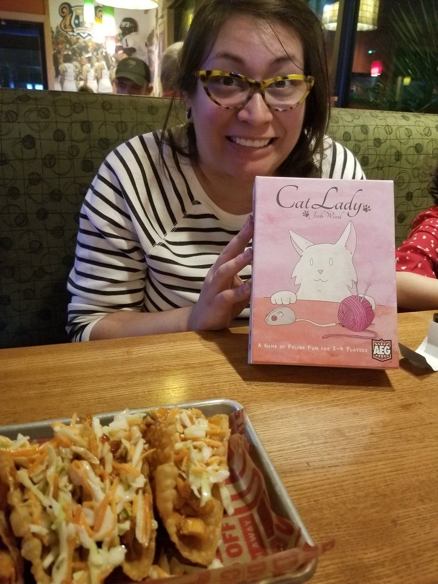 meeplesweekly's tweet photo. Date Night playing #CatLady by @sirjoshwood and @alderac @porxxxvida is about to pounce on me and crush my catnip dreams ~Drew
.
#Boardgames #Boardgame #Boardgamers #BGG #Tabletop #MeeplesWeekly #Meeples #Gamenight #Dice #Cards #Meeples #cats #CatsOfTwitter #datenight #games #rpg https://t.co/ULmuxoFDTc