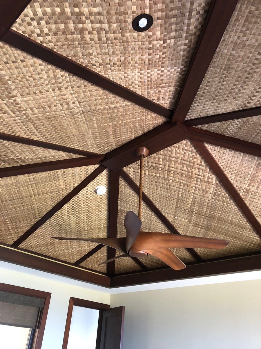 BackyardXScapes's tweet photo. We are so in love with our customers tropical ceilings. Lauhala matting framed with dark wood really warmed up the large space. Thanks Laurie for sharing! https://t.co/sD2DMIKBKJ