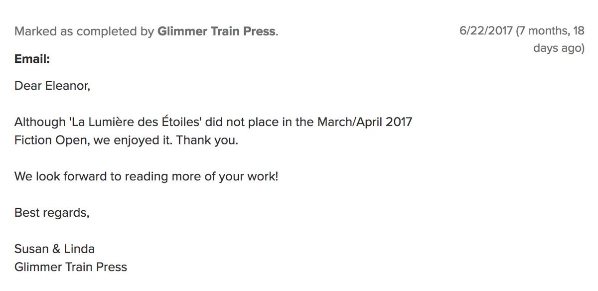 EleanorImbody's tweet photo. Hey, @literistic - soothe my #WrittenAndRejected burn with some subscriptions? https://t.co/utZUH2rEYg https://t.co/W7SrH5Ph3Z